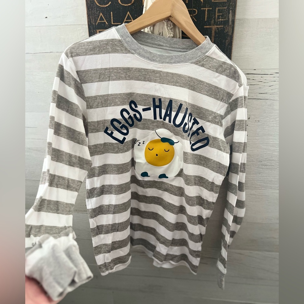 Carter's Gray and White Striped Long Sleeve Tee